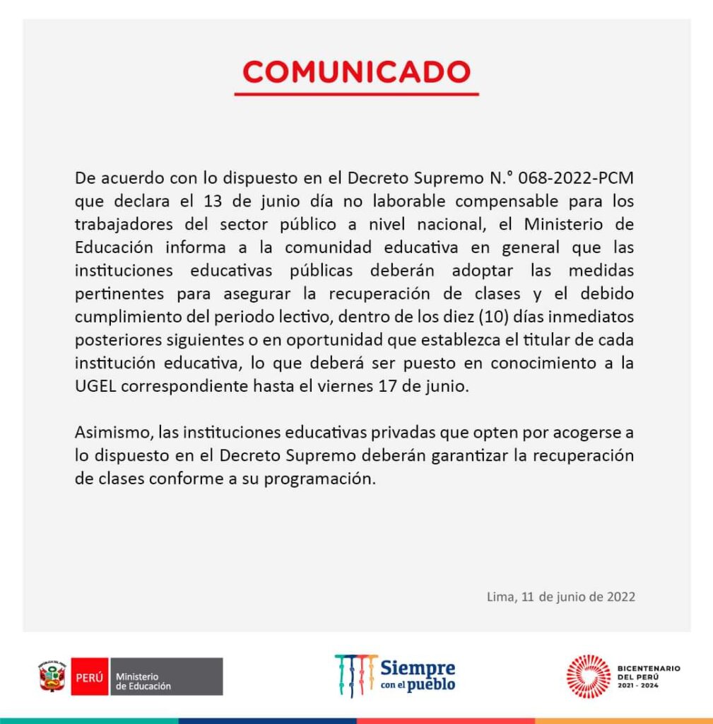 COMUNICADO - MINEDU